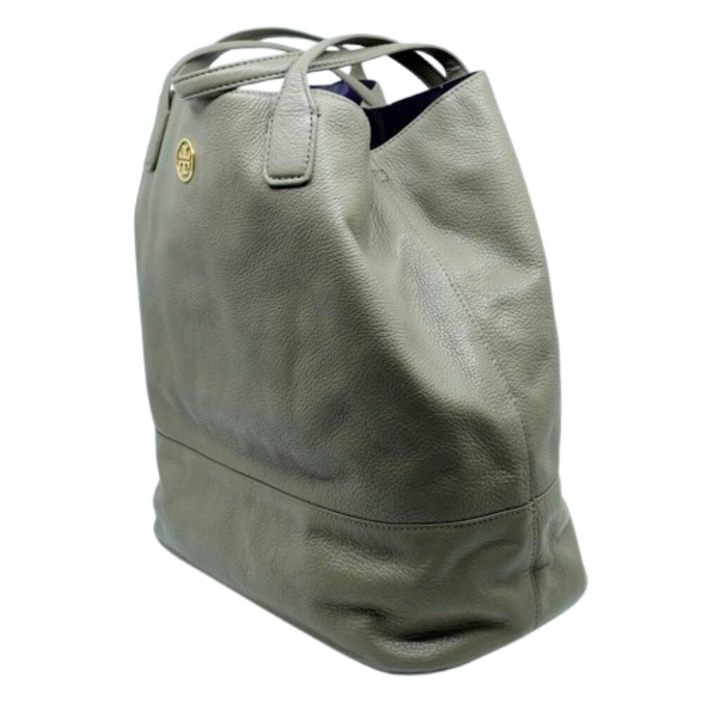 TORY BURCH~Michelle Tote~LARGE PEBBLED LEATHER CARRYALL BUCKET BAG - Picture 3 of 6